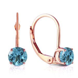 14K. SOLID GOLD LEVERBACK EARRING WITH BLUE TOPAZ